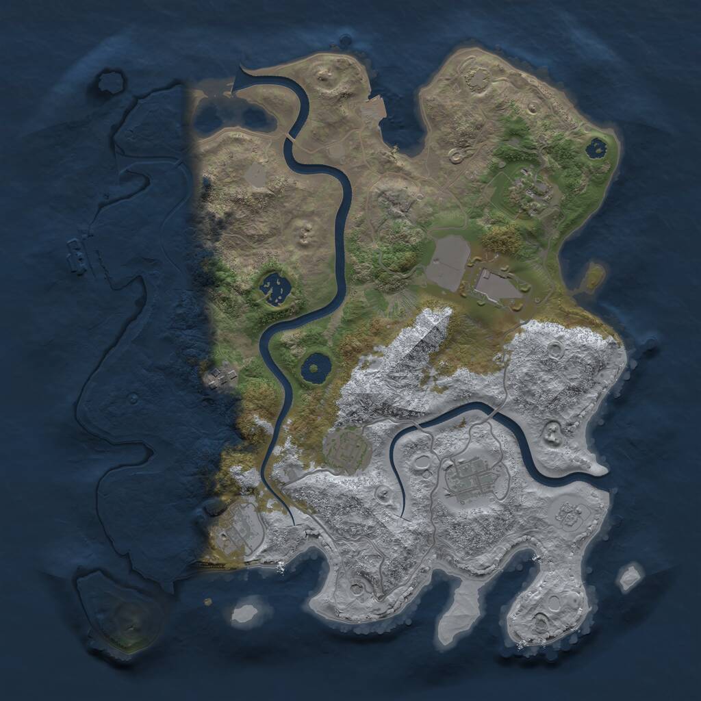 Rust Map: Procedural Map, Size: 3500, Seed: 9, 12 Monuments