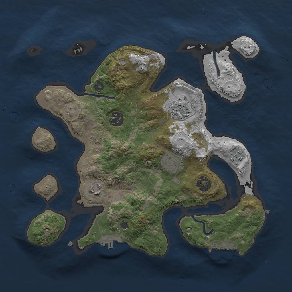 Rust Map: Procedural Map, Size: 3000, Seed: 123, 15 Monuments