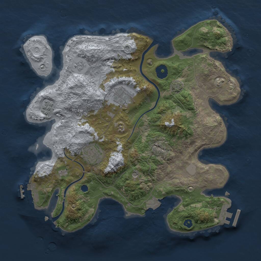 Rust Map: Procedural Map, Size: 3000, Seed: 8, 9 Monuments