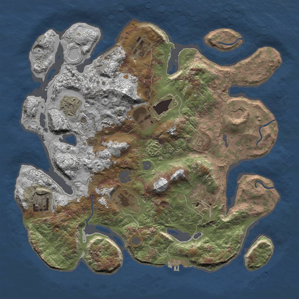 Rust Map: Procedural Map, Size: 3500, Seed: 72, 14 Monuments