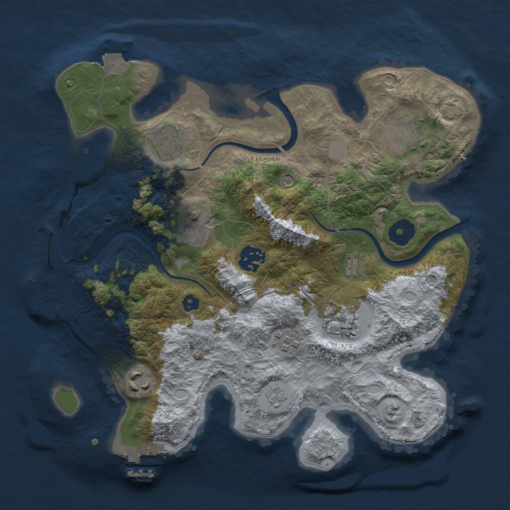 Rust Map: Procedural Map, Size: 3000, Seed: 50000, 13 Monuments
