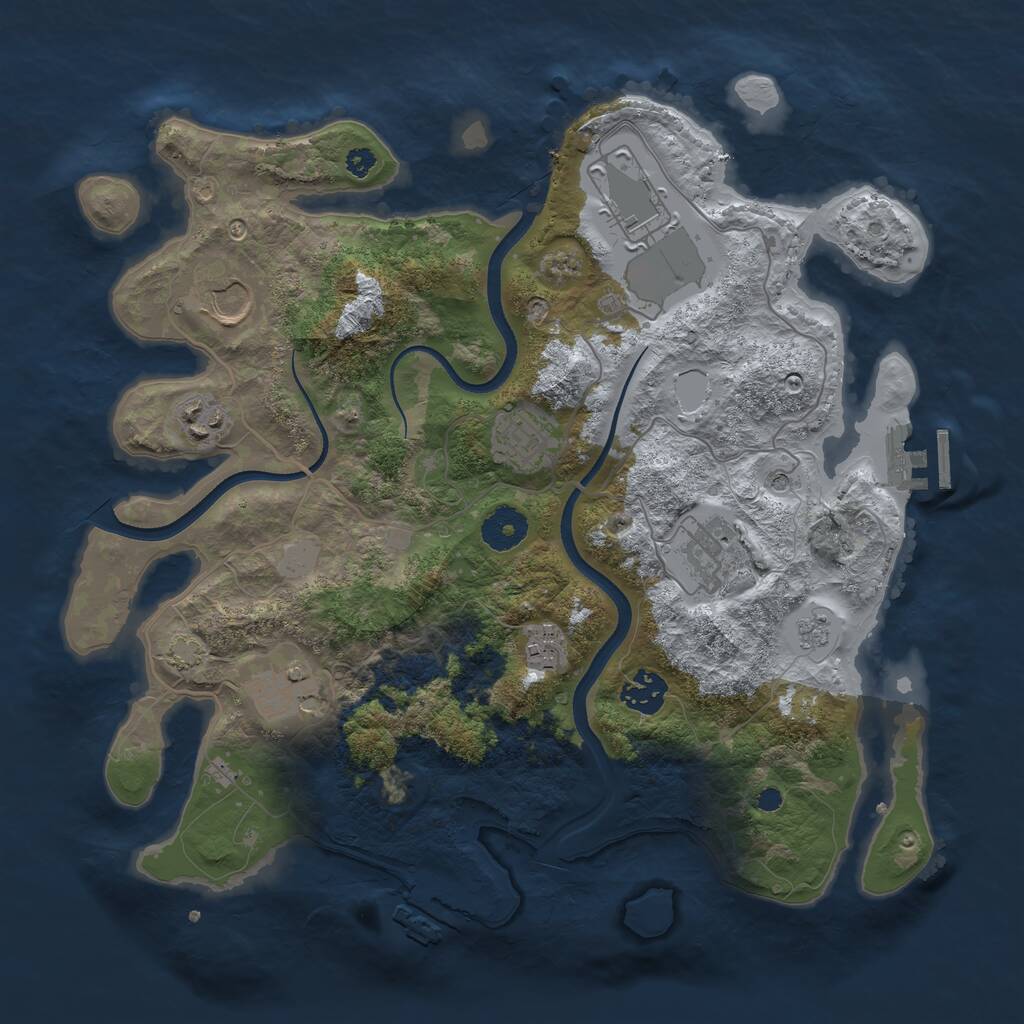 Rust Map: Procedural Map, Size: 3500, Seed: 255, 14 Monuments