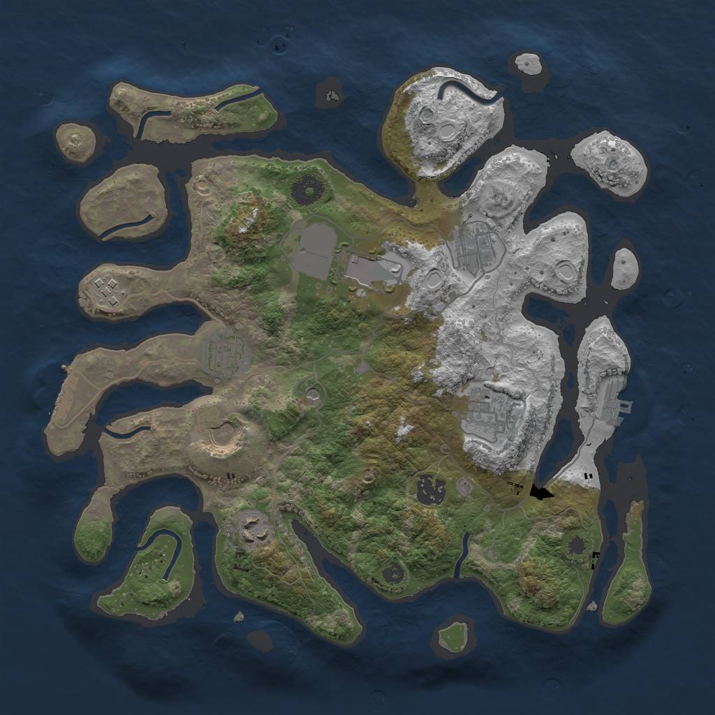 Rust Map: Procedural Map, Size: 3500, Seed: 255, 16 Monuments