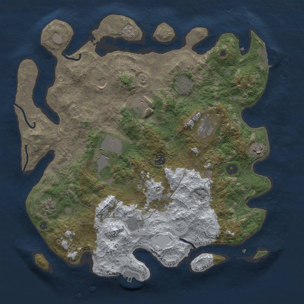 Rust Map: Procedural Map, Size: 4000, Seed: 56, 19 Monuments