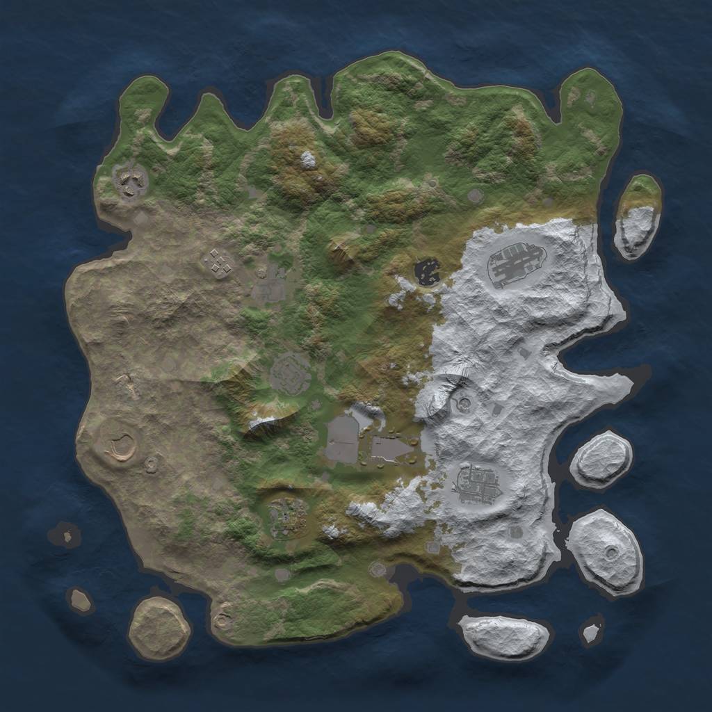 Rust Map: Barren, Size: 4000, Seed: 11483, 13 Monuments