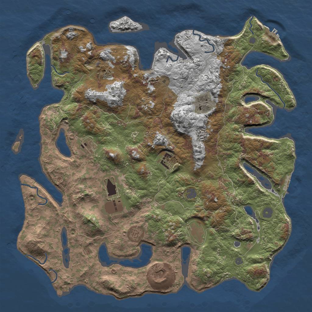 Rust Map: Procedural Map, Size: 4500, Seed: 801, 15 Monuments