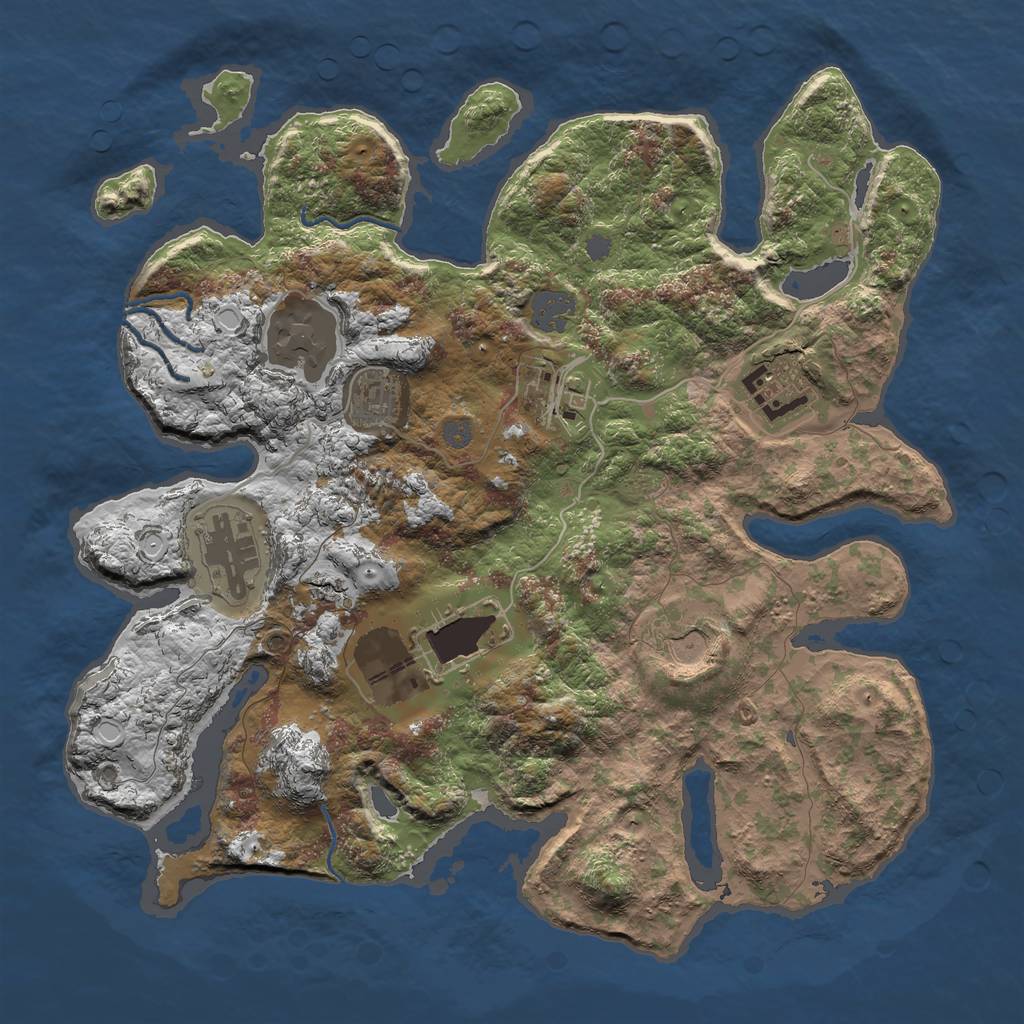 Rust Map: Procedural Map, Size: 3500, Seed: 12345, 12 Monuments