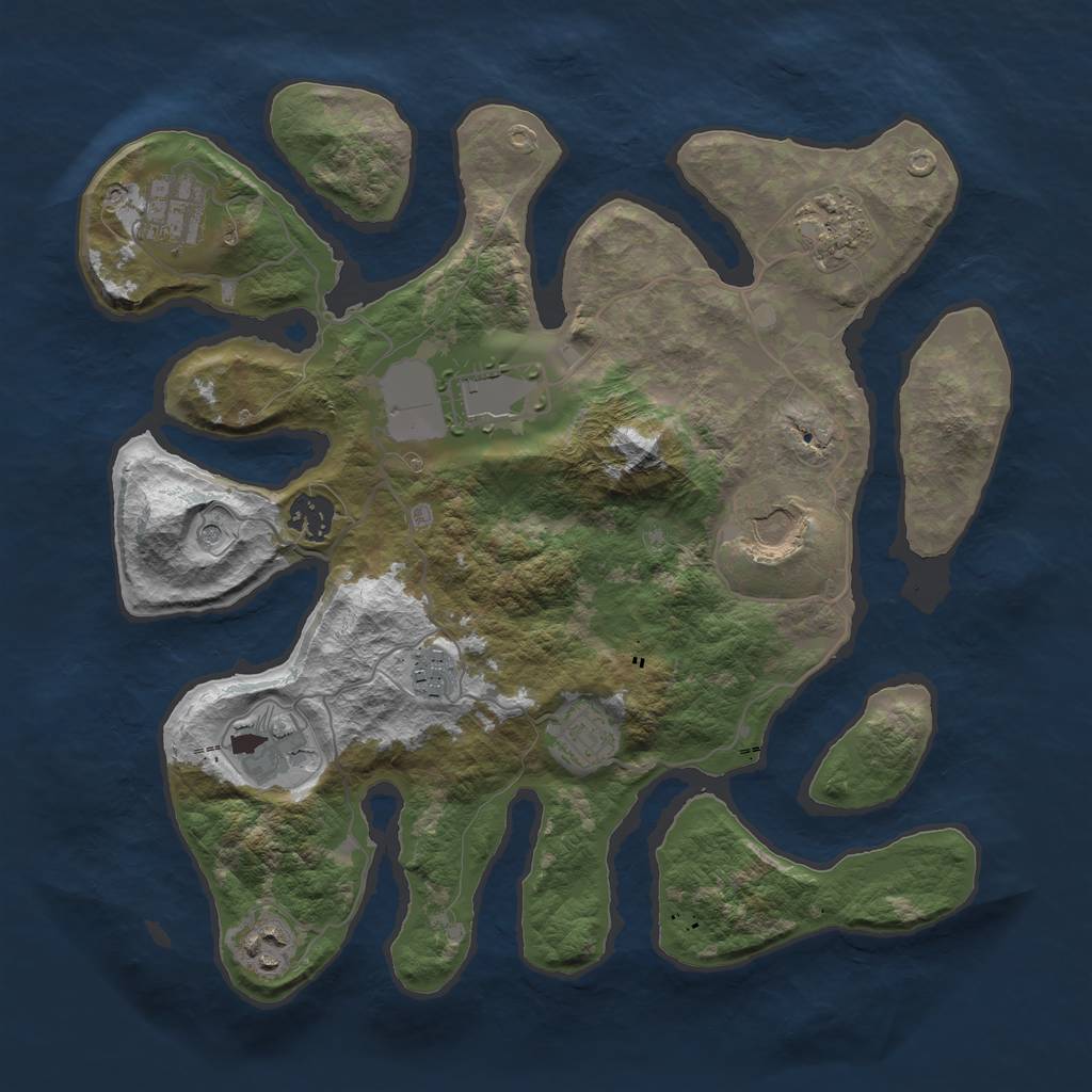 Rust Map: Barren, Size: 3500, Seed: 76, 12 Monuments