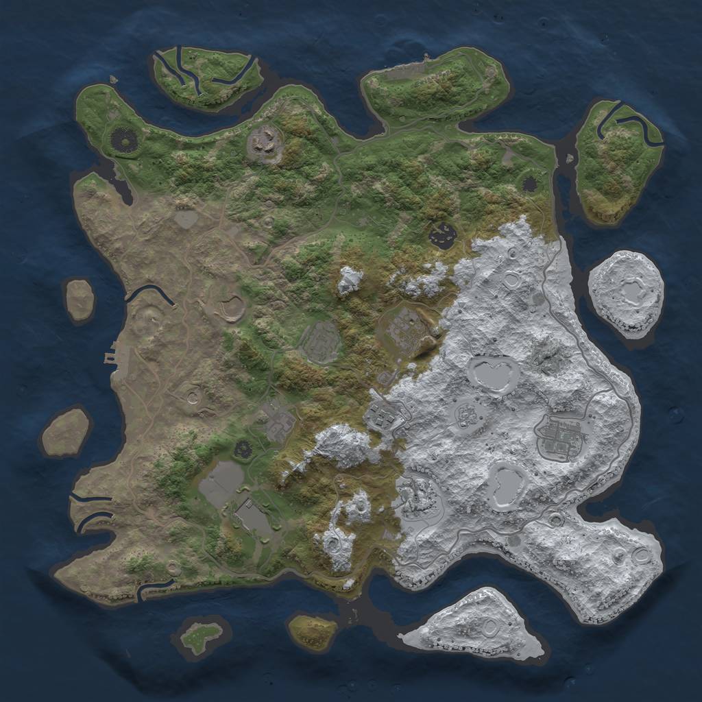 Rust Map: Procedural Map, Size: 4000, Seed: 1986, 19 Monuments