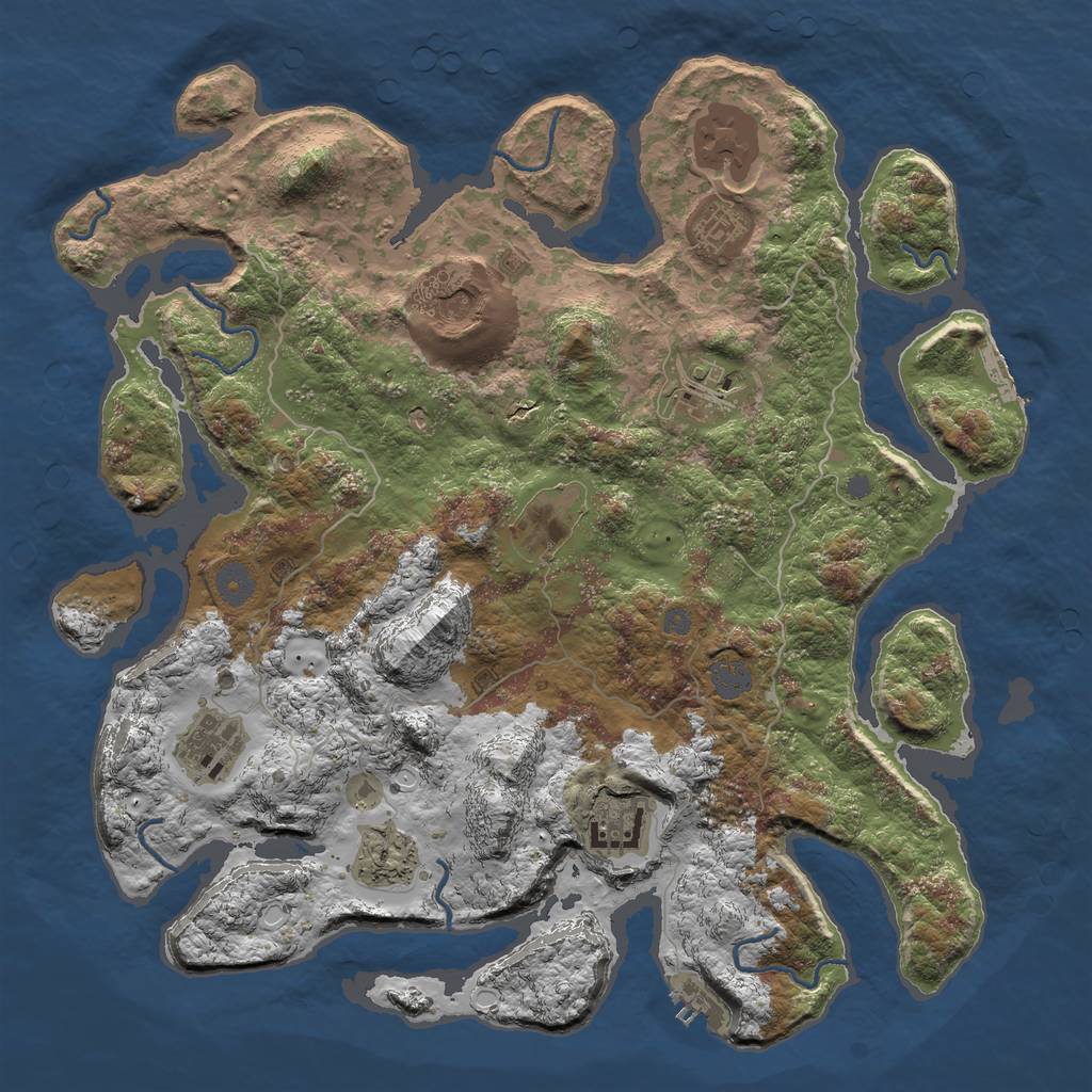 Rust Map: Procedural Map, Size: 4000, Seed: 3000, 15 Monuments