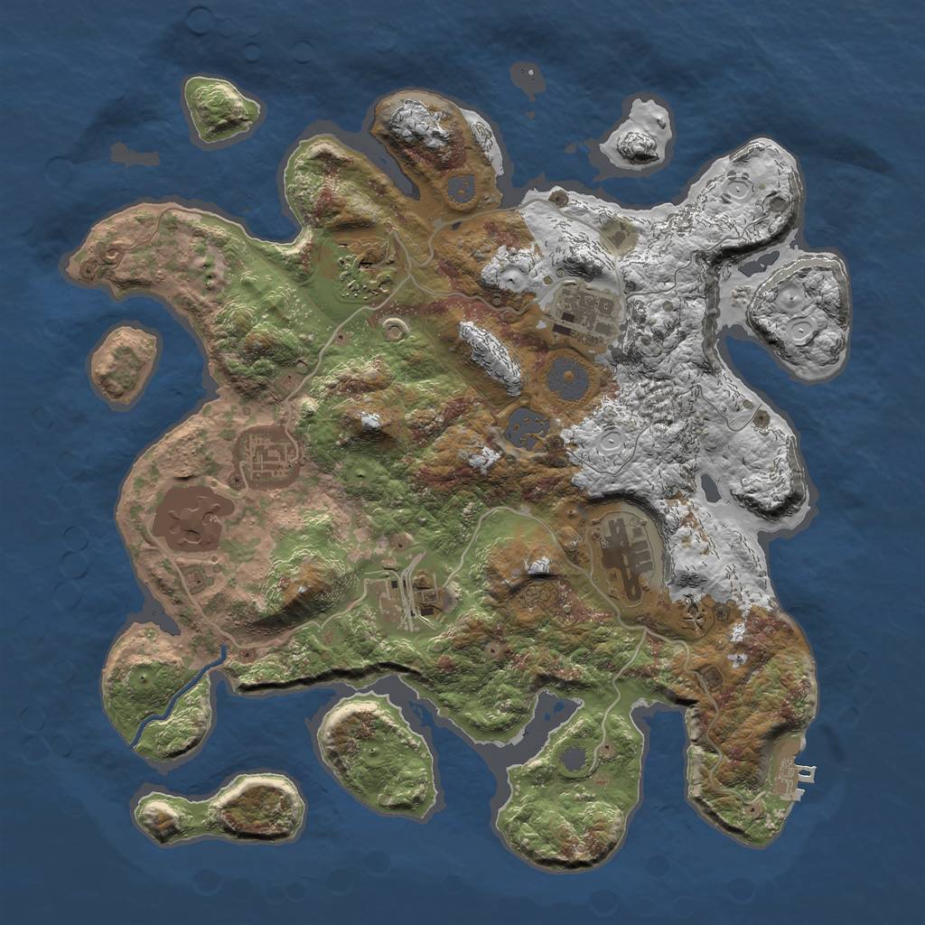 Rust Map: Procedural Map, Size: 3300, Seed: 917390, 12 Monuments