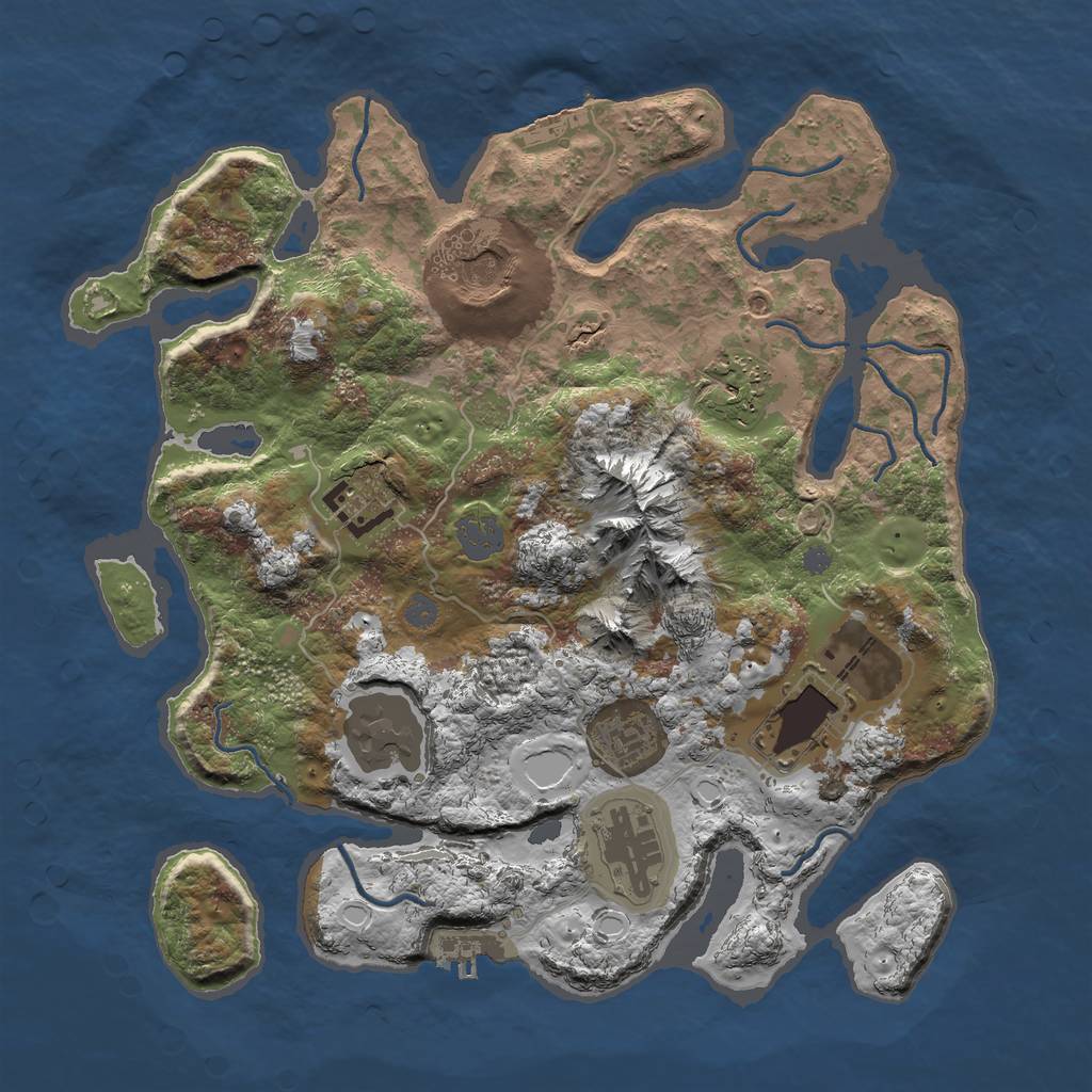 Rust Map: Procedural Map, Size: 3500, Seed: 80, 14 Monuments