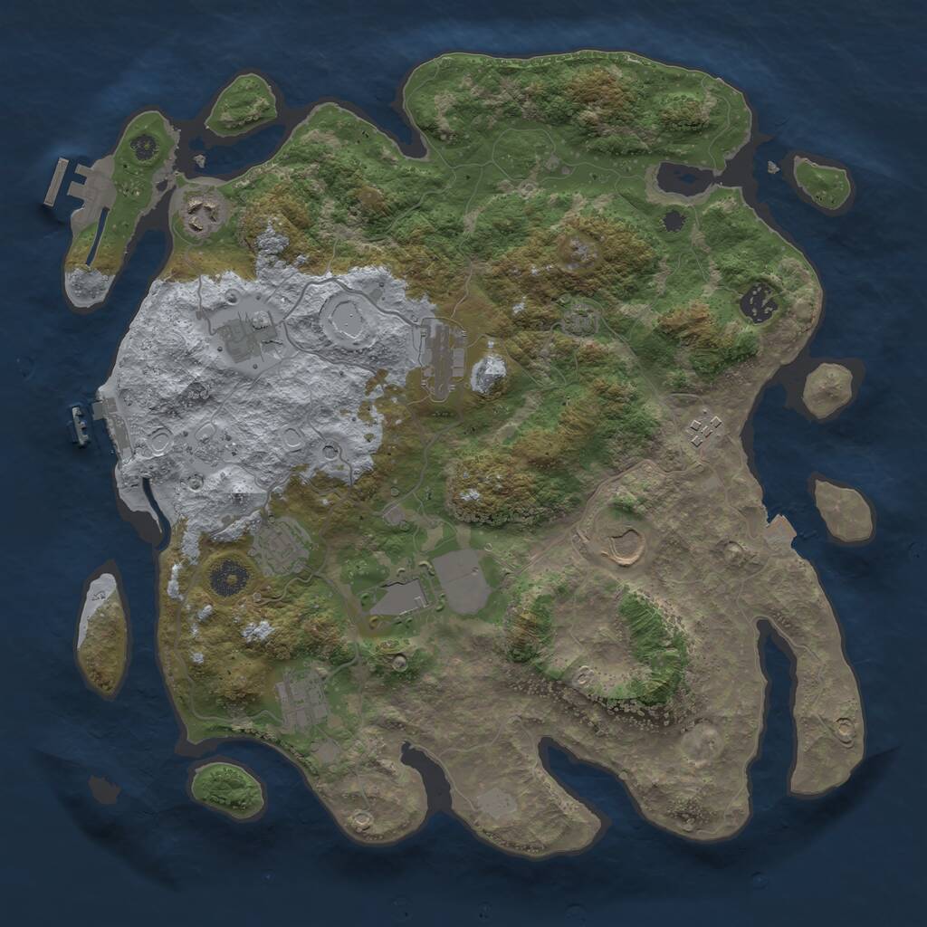 Rust Map: Procedural Map, Size: 3800, Seed: 2, 15 Monuments