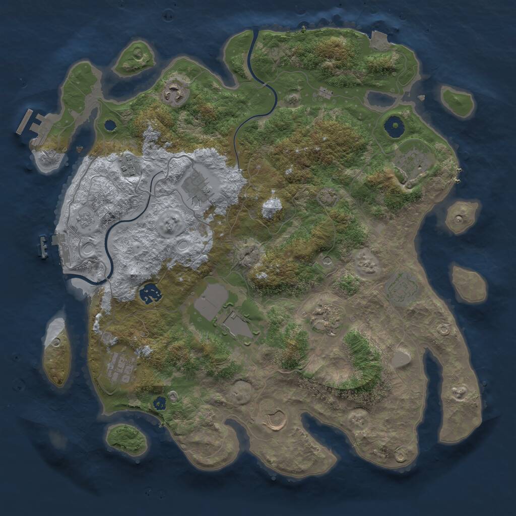 Rust Map: Procedural Map, Size: 3800, Seed: 2, 16 Monuments