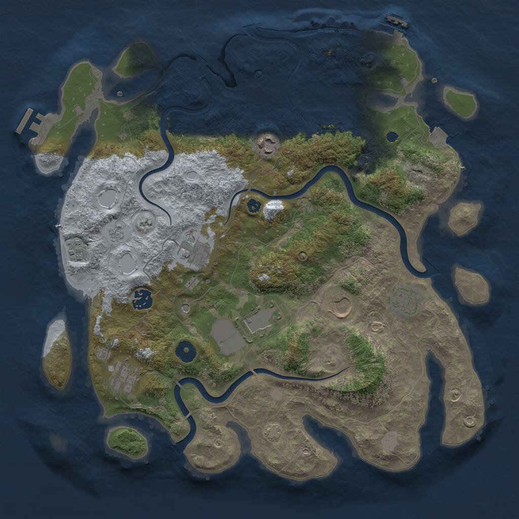 Rust Map: Procedural Map, Size: 3800, Seed: 2, 14 Monuments