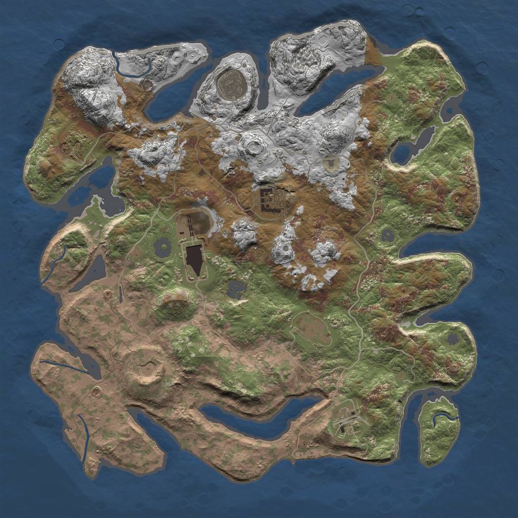 Rust Map: Procedural Map, Size: 4000, Seed: 444, 13 Monuments