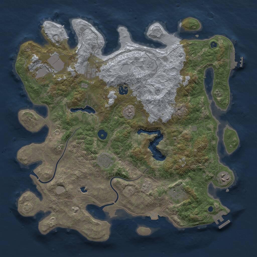 Rust Map: Procedural Map, Size: 4000, Seed: 444, 13 Monuments