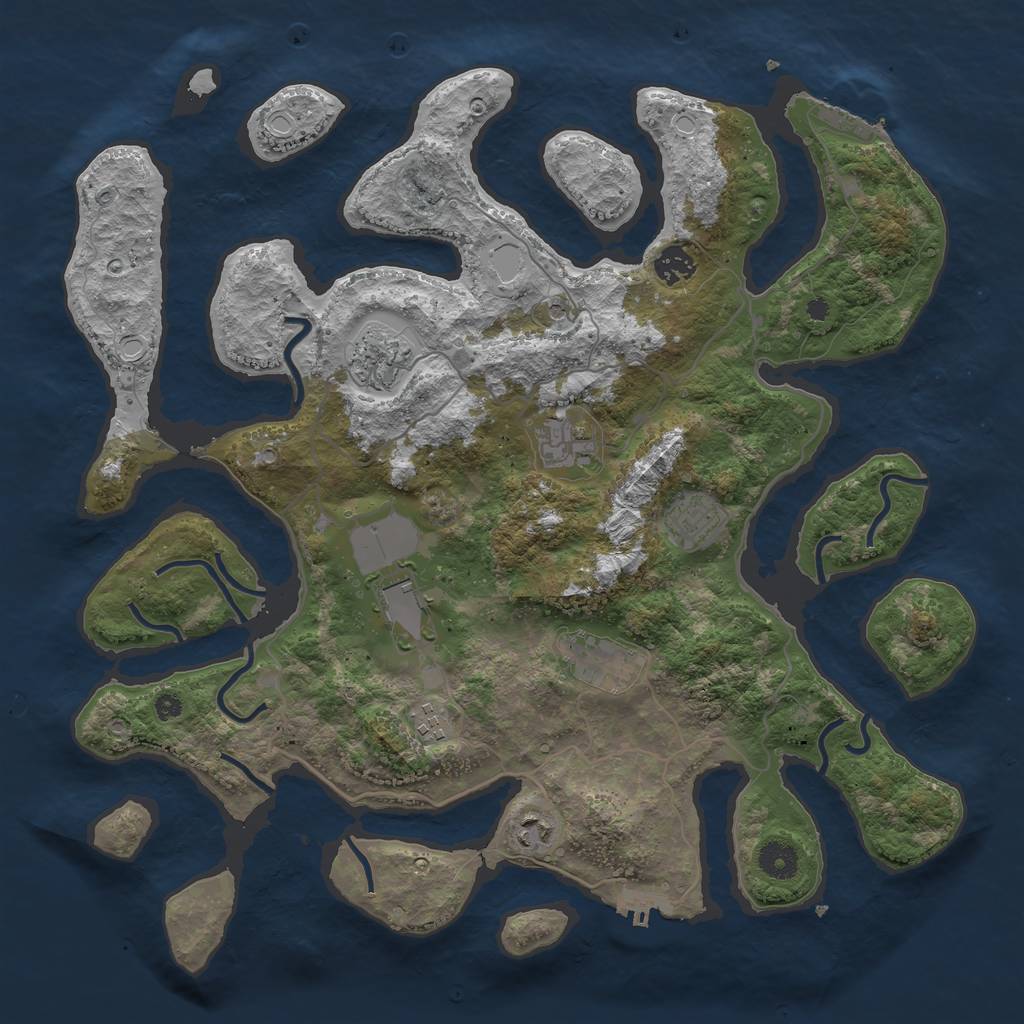 Rust Map: Procedural Map, Size: 4000, Seed: 459925, 19 Monuments