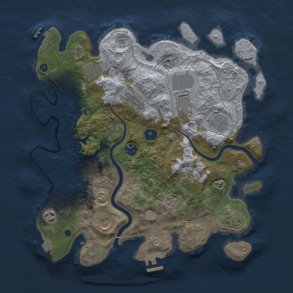 Rust Map: Procedural Map, Size: 3600, Seed: 777, 15 Monuments