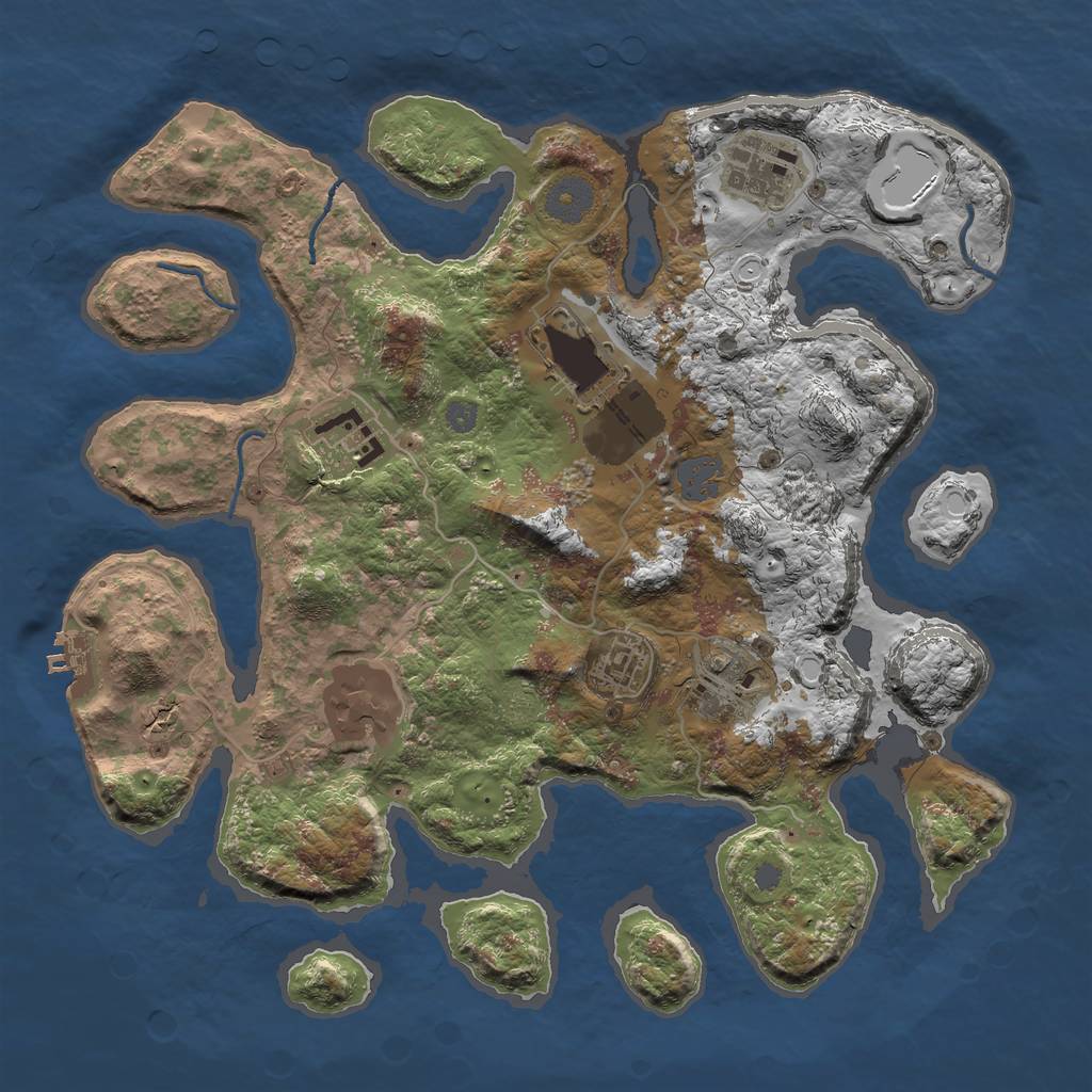 Rust Map: Procedural Map, Size: 3500, Seed: 68, 12 Monuments