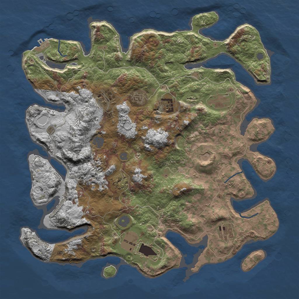 Rust Map: Procedural Map, Size: 4000, Seed: 873100766, 14 Monuments