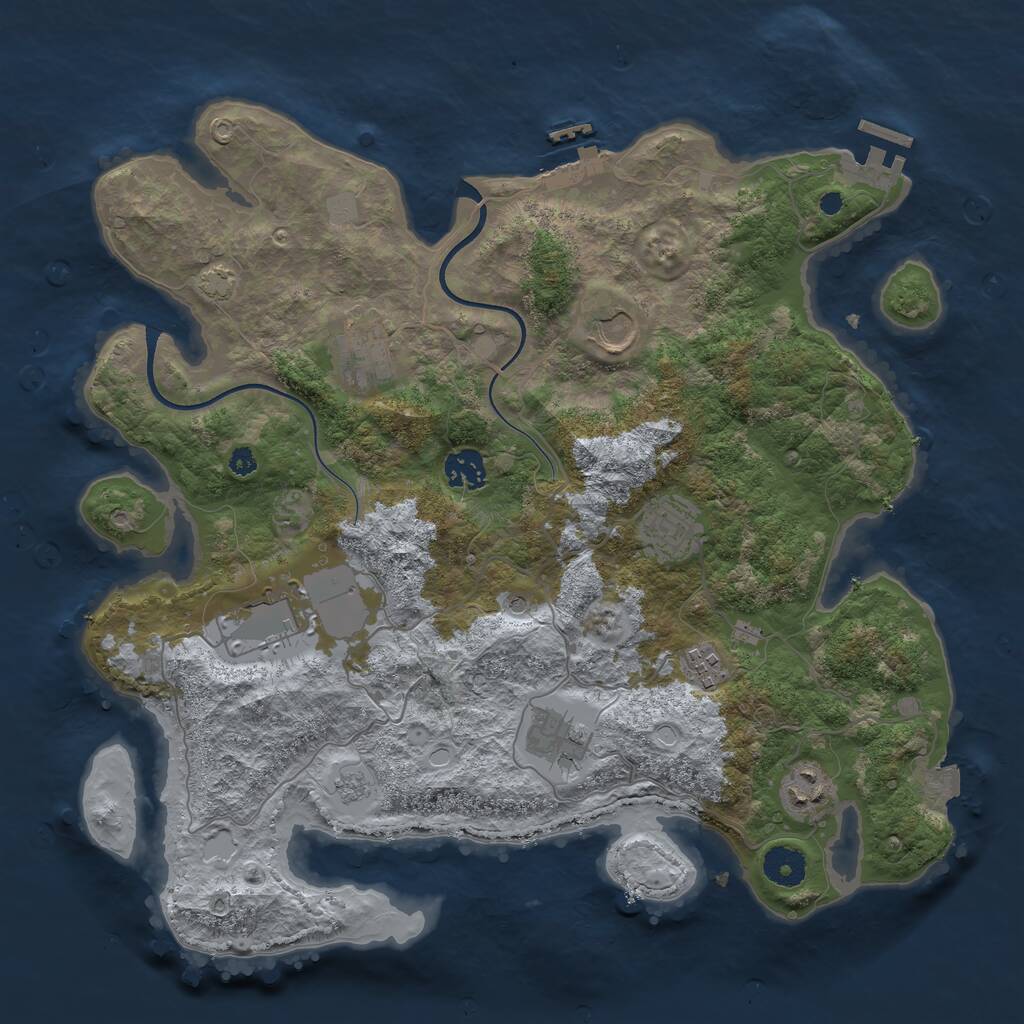 Rust Map: Procedural Map, Size: 3700, Seed: 28122019, 14 Monuments