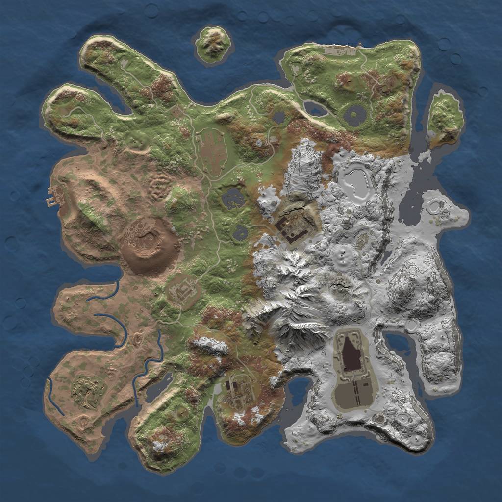 Rust Map: Procedural Map, Size: 3500, Seed: 561, 14 Monuments