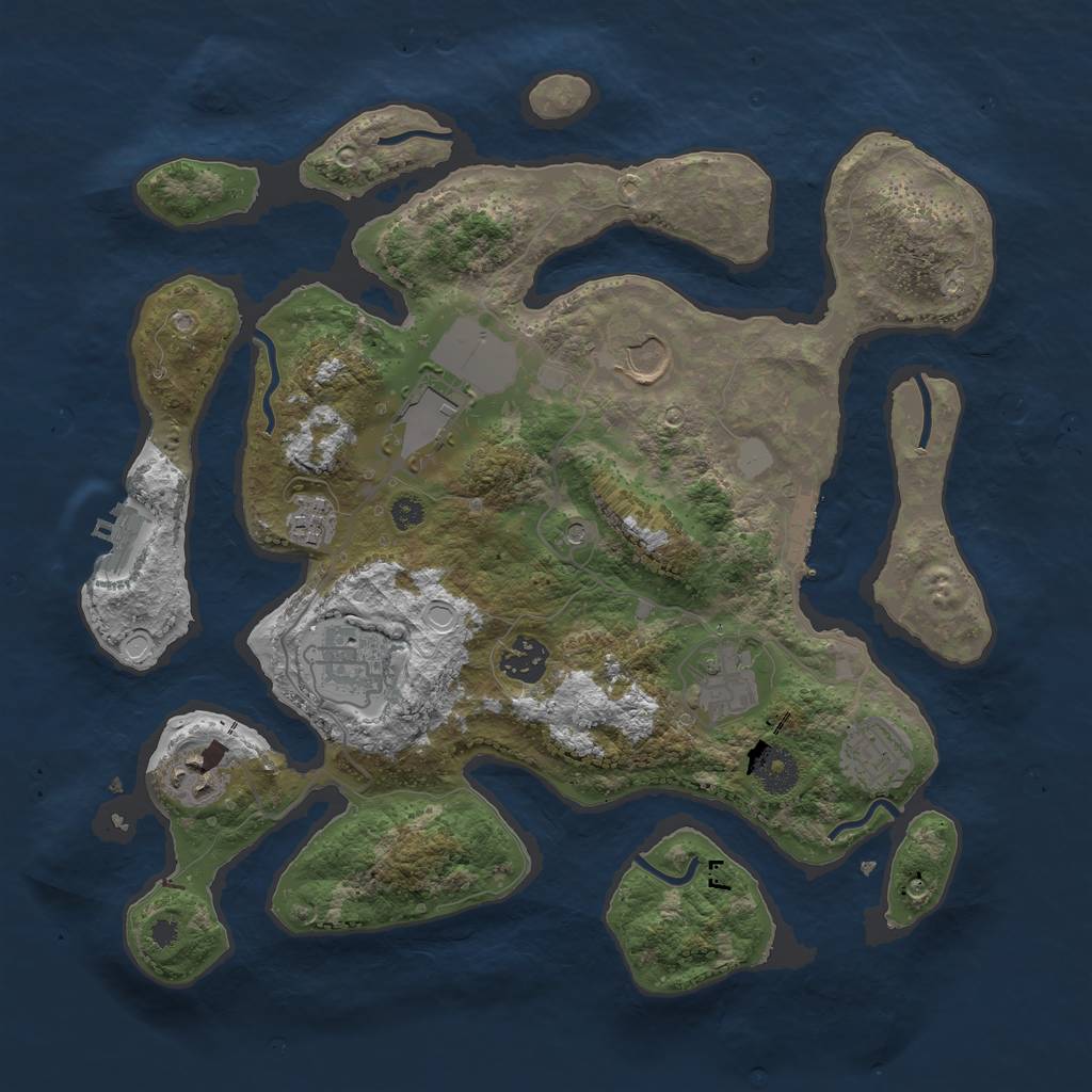 Rust Map: Procedural Map, Size: 3500, Seed: 827, 16 Monuments