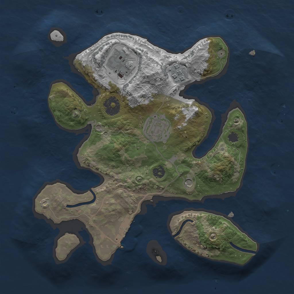 Rust Map: Procedural Map, Size: 2500, Seed: 353, 7 Monuments