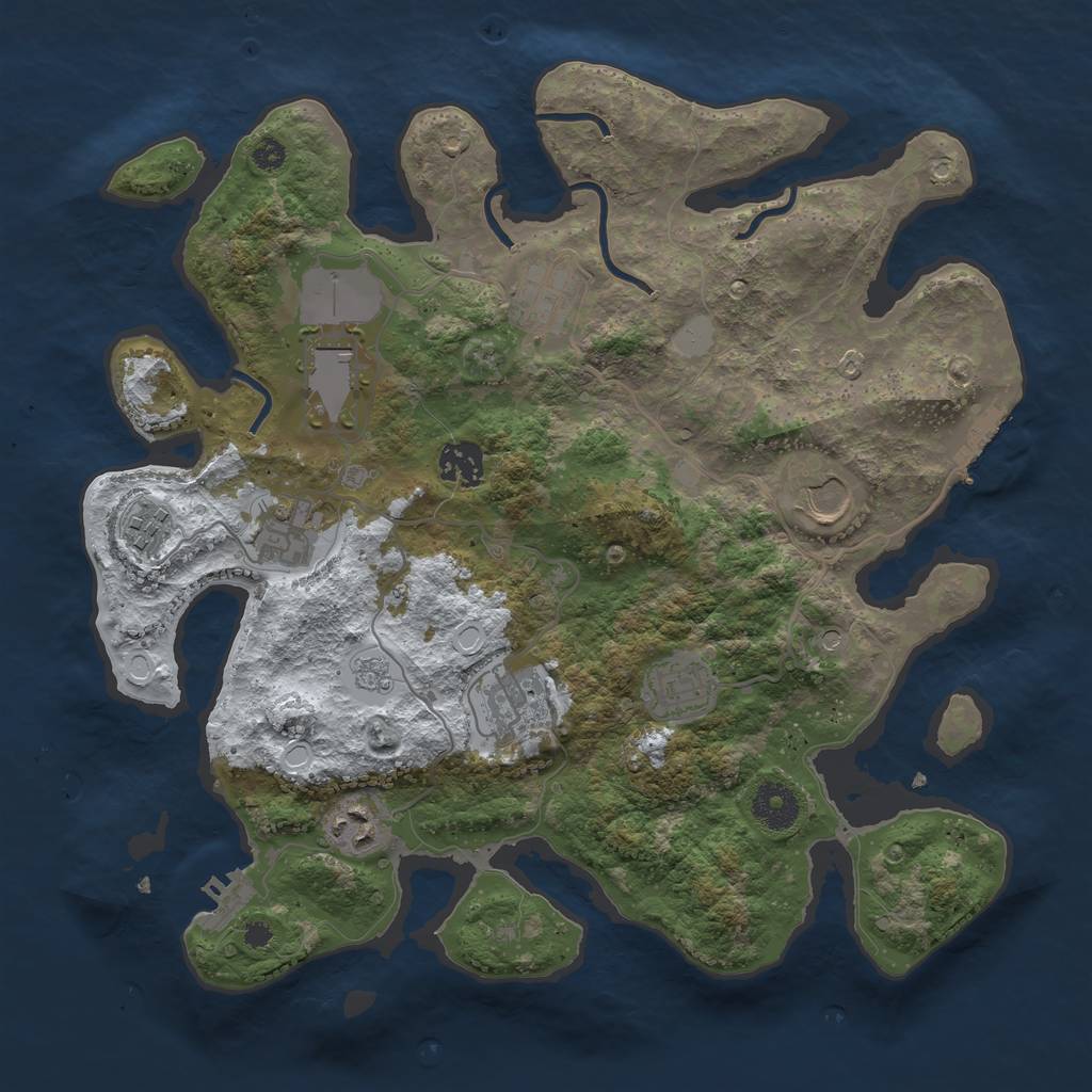 Rust Map: Procedural Map, Size: 3500, Seed: 110, 18 Monuments