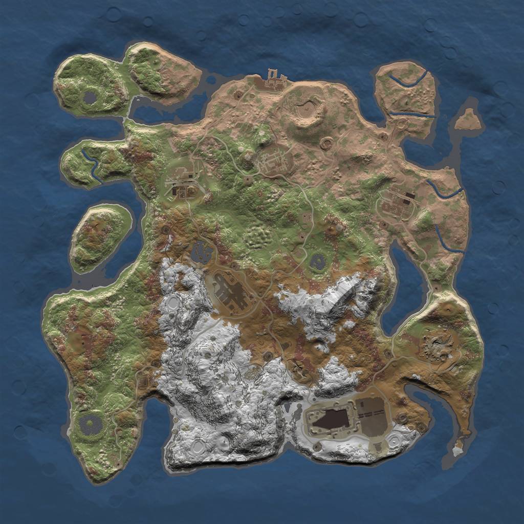 Rust Map: Procedural Map, Size: 3500, Seed: 555, 13 Monuments