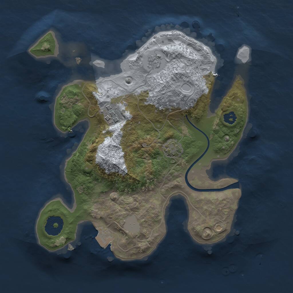 Rust Map: Procedural Map, Size: 2300, Seed: 1, 4 Monuments