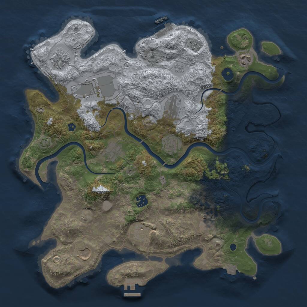 Rust Map: Procedural Map, Size: 3800, Seed: 38923, 17 Monuments