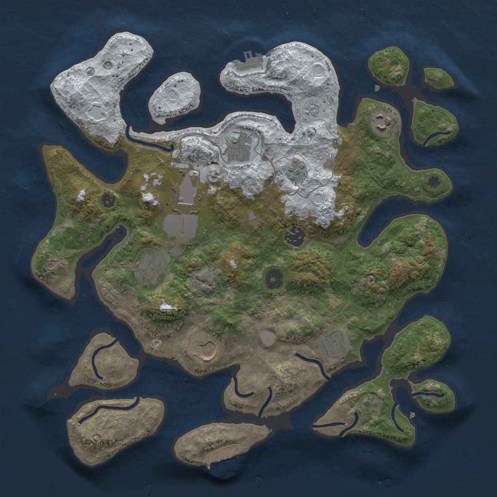 Rust Map: Procedural Map, Size: 3800, Seed: 38923, 16 Monuments