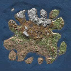 Thumbnail Rust Map: Procedural Map, Size: 3000, Seed: 2360186, 9 Monuments