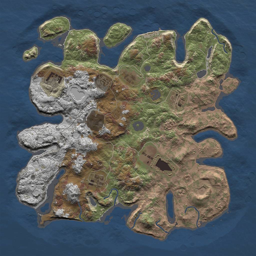 Rust Map: Procedural Map, Size: 3600, Seed: 12345, 14 Monuments