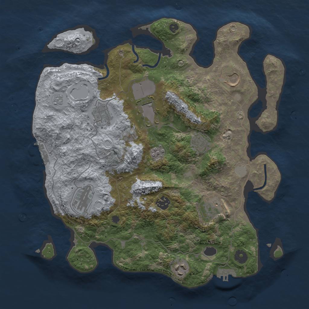 Rust Map: Procedural Map, Size: 3500, Seed: 81, 17 Monuments