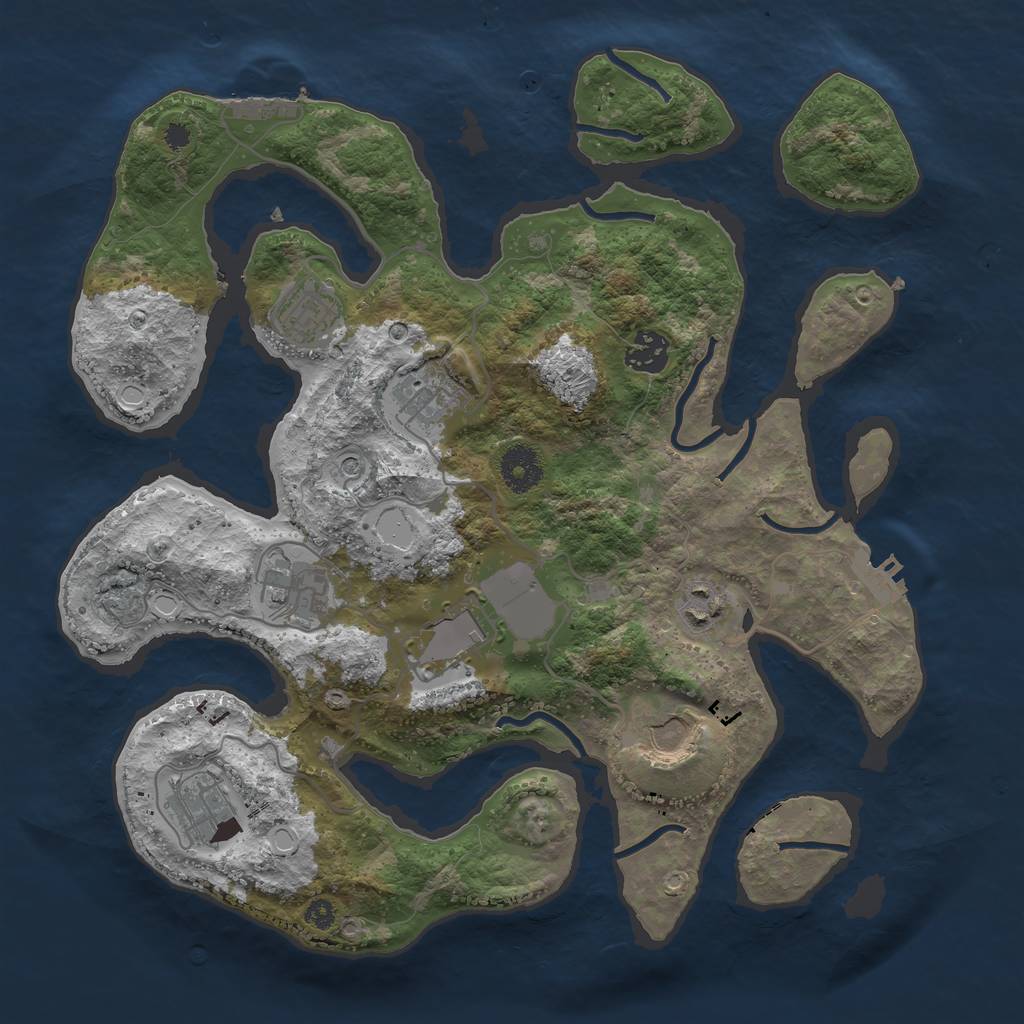 Rust Map: Procedural Map, Size: 3500, Seed: 27, 16 Monuments