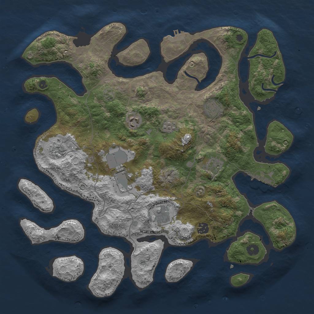 Rust Map: Procedural Map, Size: 4000, Seed: 949358161, 19 Monuments