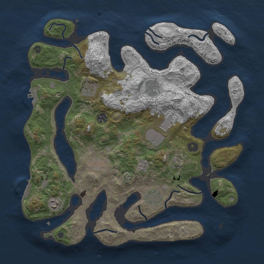 Rust Map: Procedural Map, Size: 3800, Seed: 2407, 14 Monuments