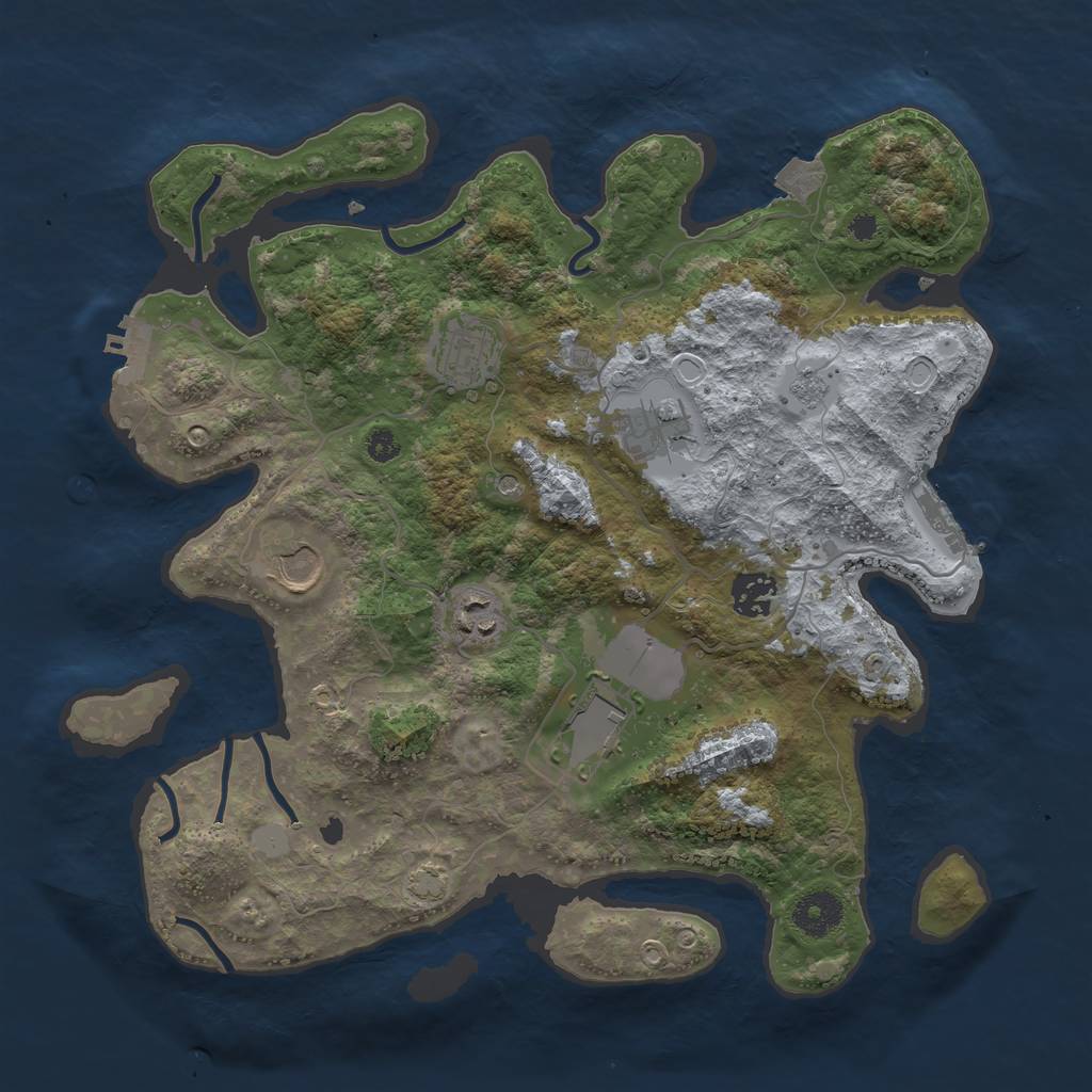 Rust Map: Procedural Map, Size: 3500, Seed: 1337, 14 Monuments