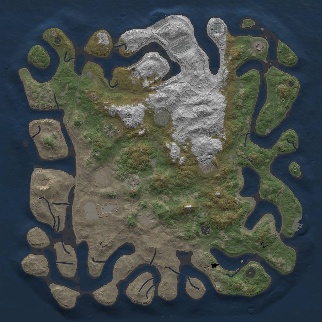 Rust Map: Procedural Map, Size: 4997, Seed: 1300477834, 16 Monuments