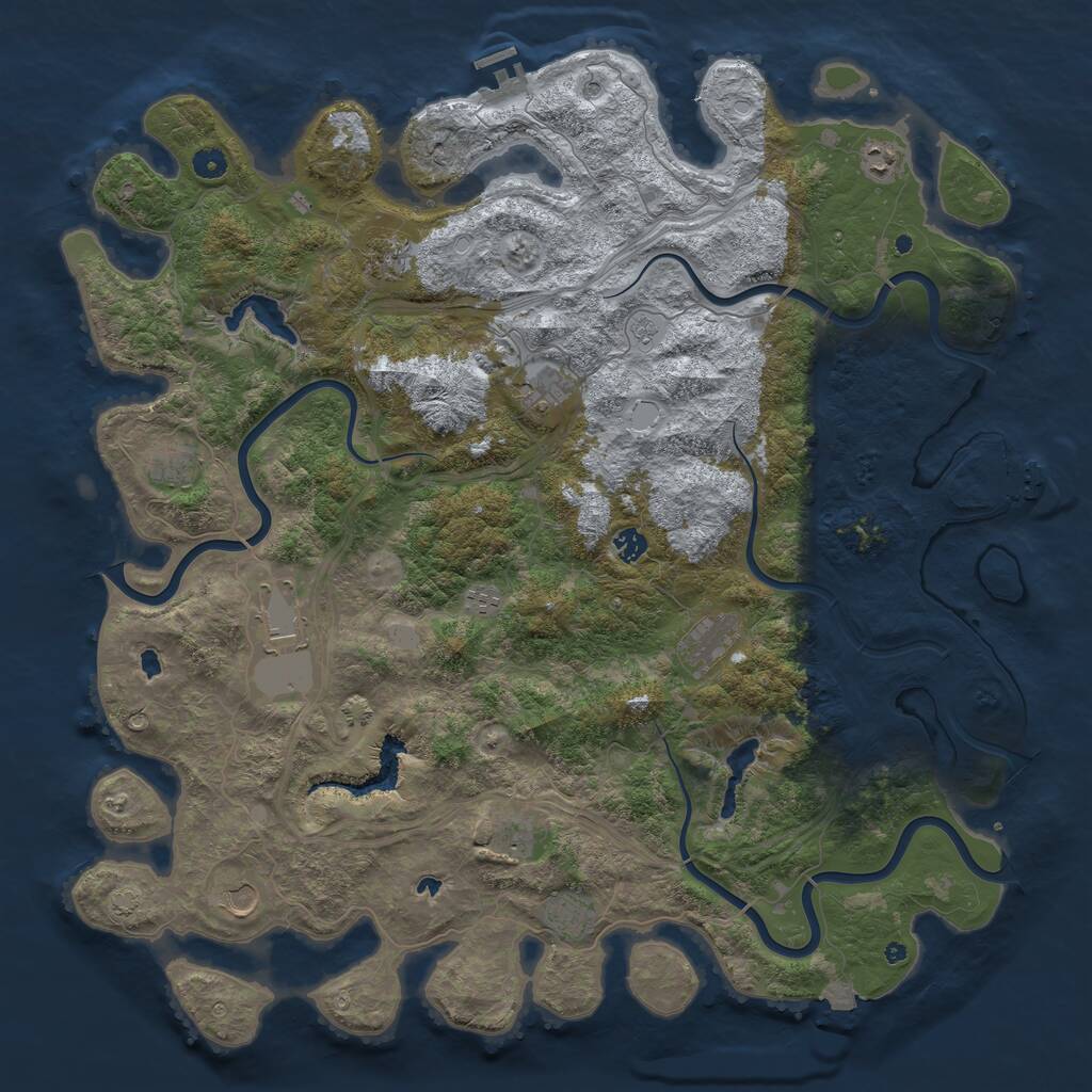 Rust Map: Procedural Map, Size: 4997, Seed: 1300477834, 17 Monuments