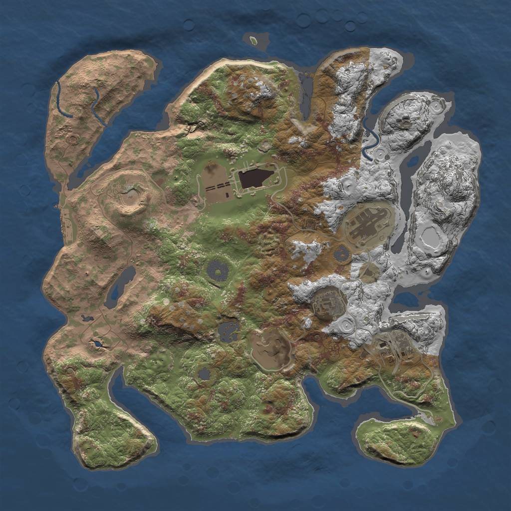 Rust Map: Procedural Map, Size: 3500, Seed: 1216, 12 Monuments