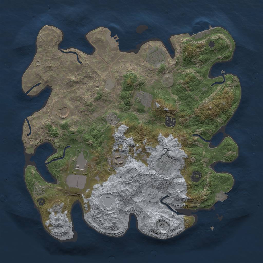 Rust Map: Procedural Map, Size: 3500, Seed: 162308207, 16 Monuments