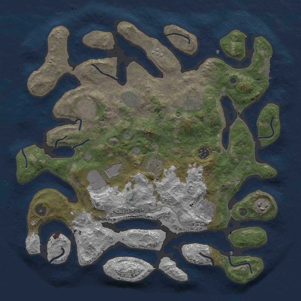 Rust Map: Procedural Map, Size: 4000, Seed: 1366, 13 Monuments