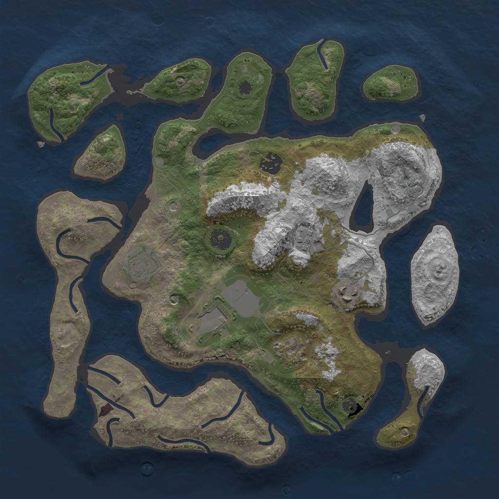 Rust Map: Procedural Map, Size: 3500, Seed: 552, 9 Monuments