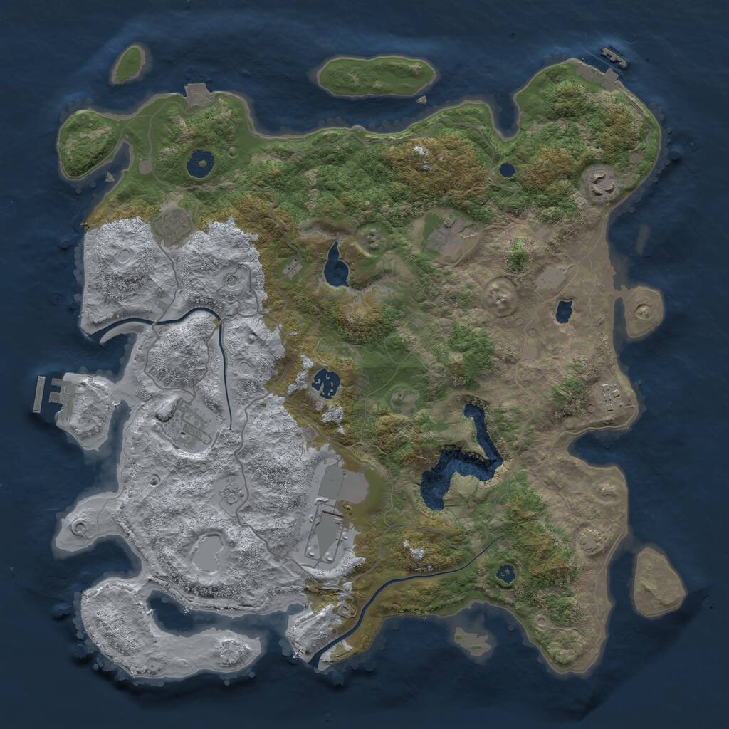 Rust Map: Procedural Map, Size: 4000, Seed: 294680398, 13 Monuments