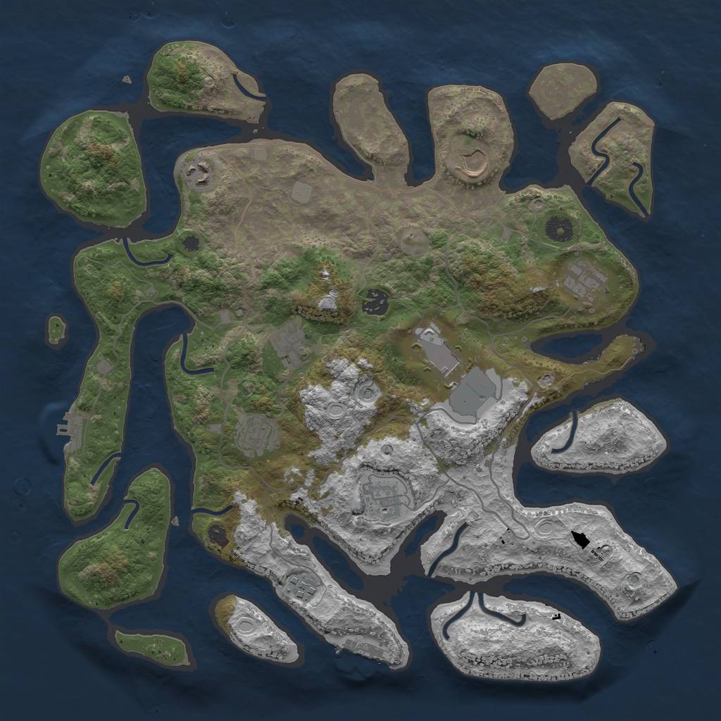 Rust Map: Procedural Map, Size: 4000, Seed: 1042020, 17 Monuments