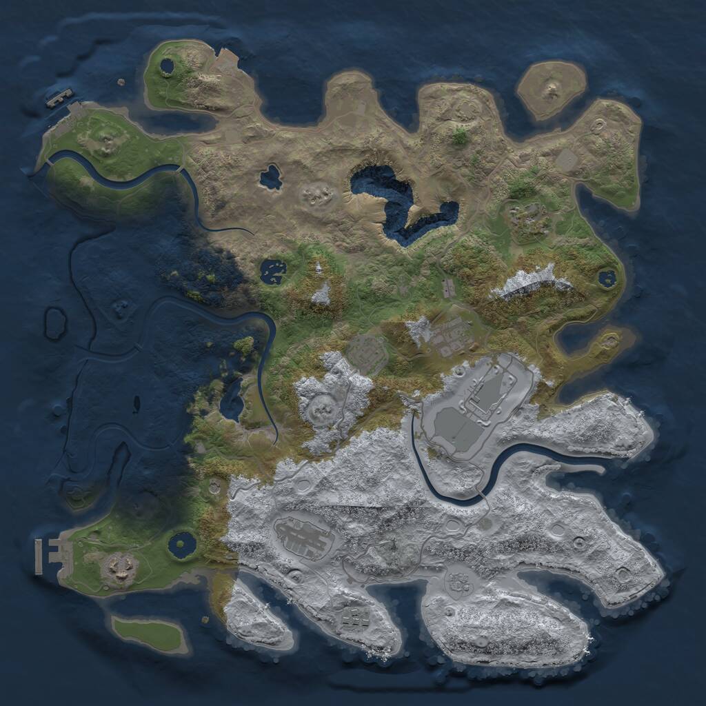 Rust Map: Procedural Map, Size: 4000, Seed: 1042020, 14 Monuments